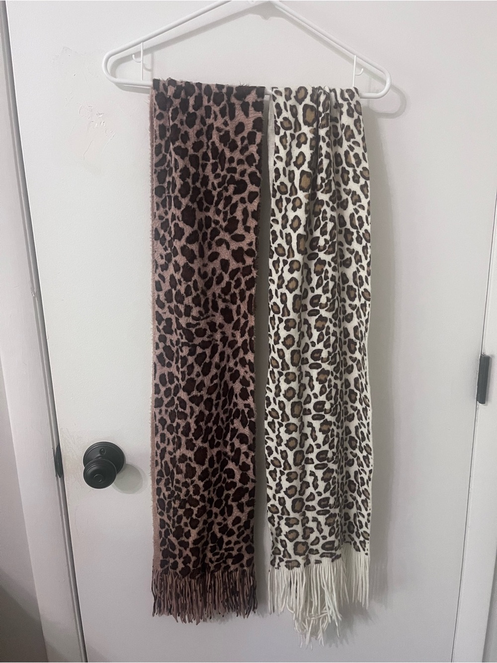 Leopard Print Double-Color Scarf - Brown & Cream